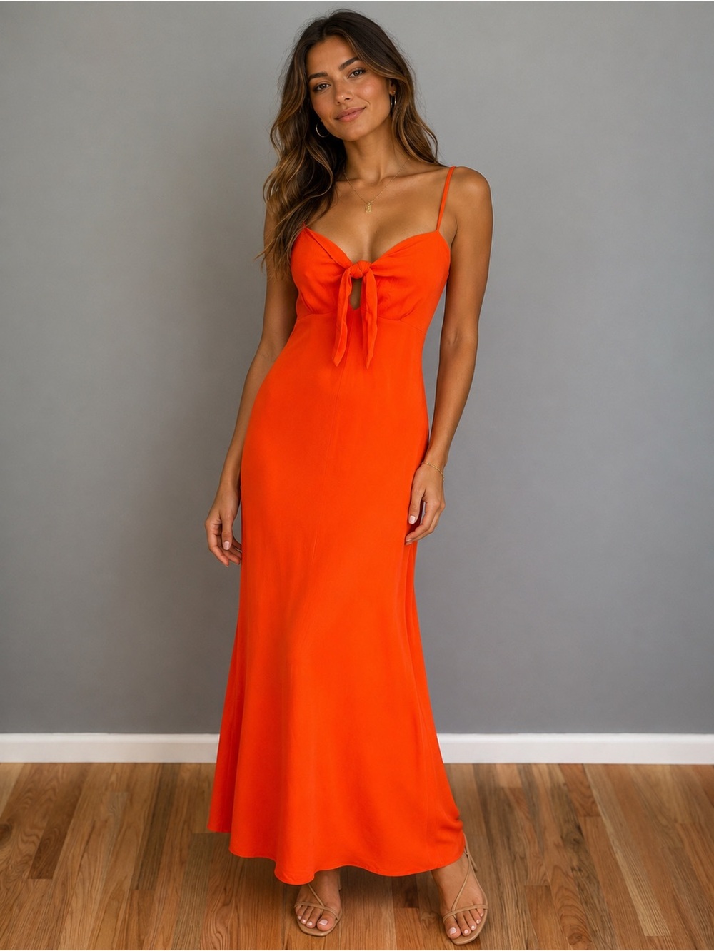 Olivaceous Vibrant Neon Orange Slip Dress
